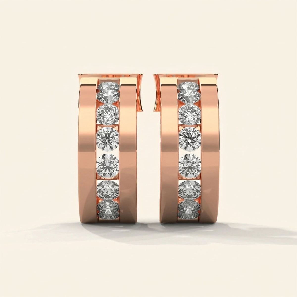 Front view of huggie hoop earrings