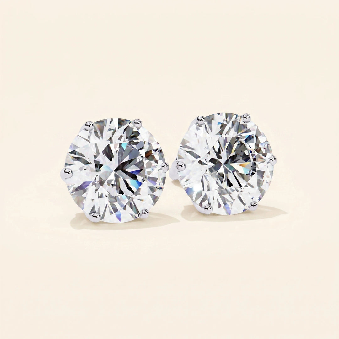 Six Prong Stud Earrings