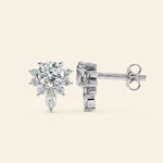 Load image into Gallery viewer, Side View Of Stud Earrings Floral Cluster With Drop Design

