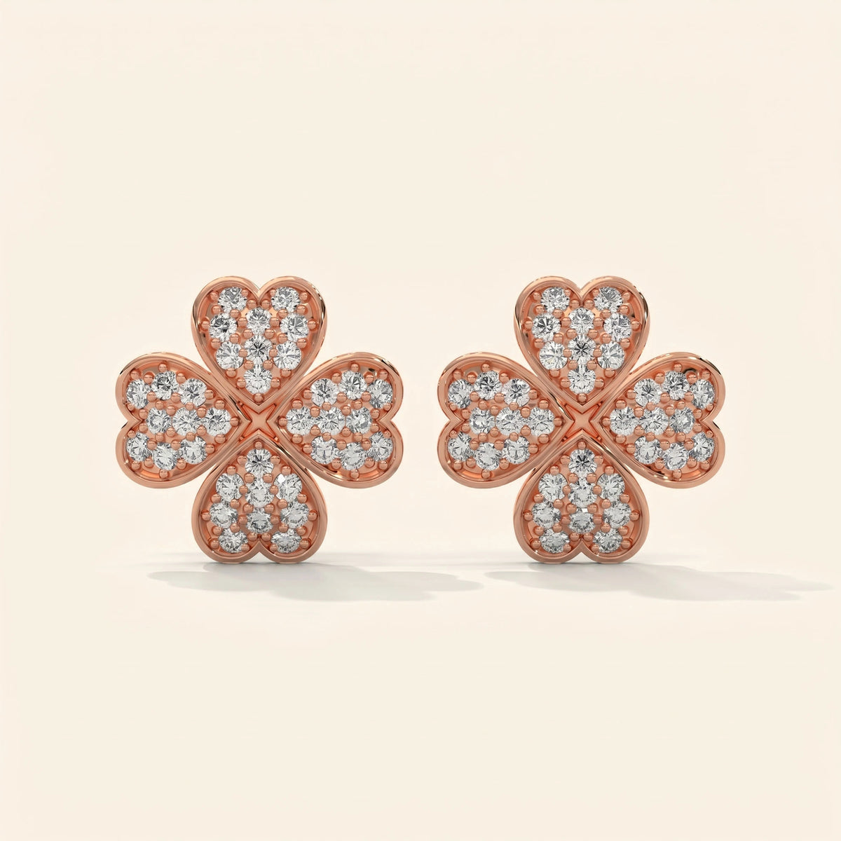 Front view of four leaf clover earrings