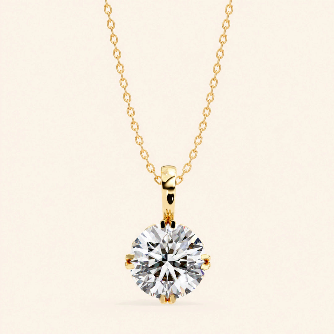 Round Solitaire Pendant Six Prong