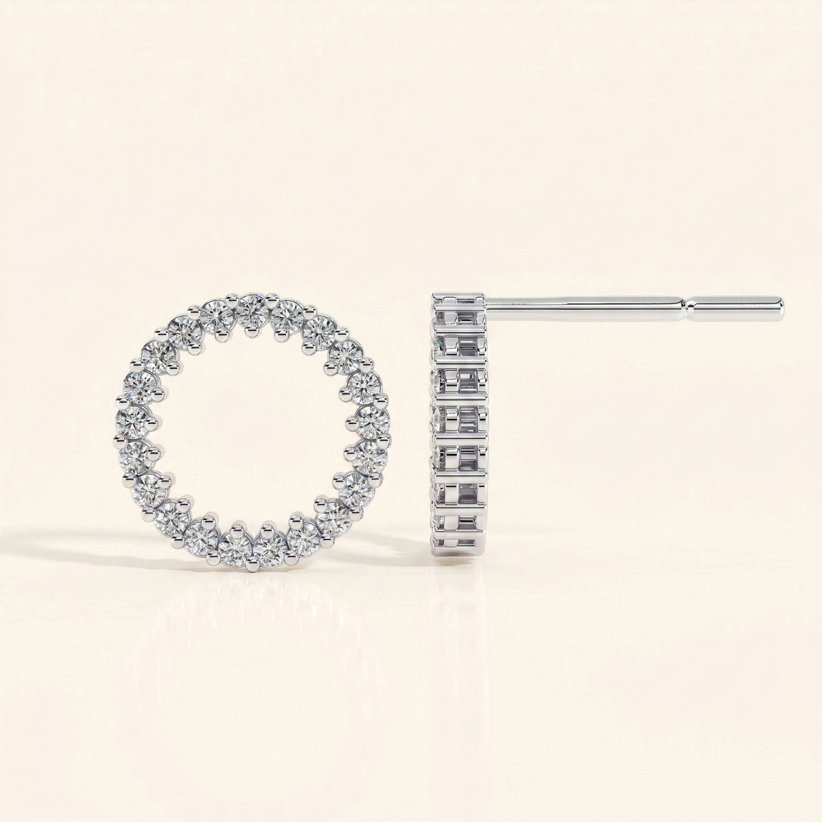 Boucles d'oreilles clous halo rond ouvert