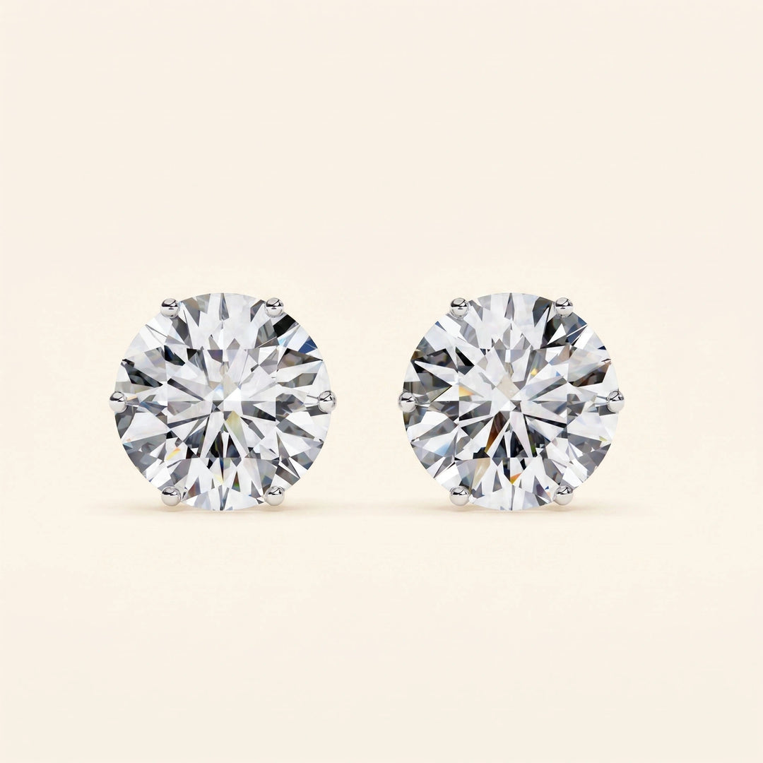 Six Prong Stud Earrings