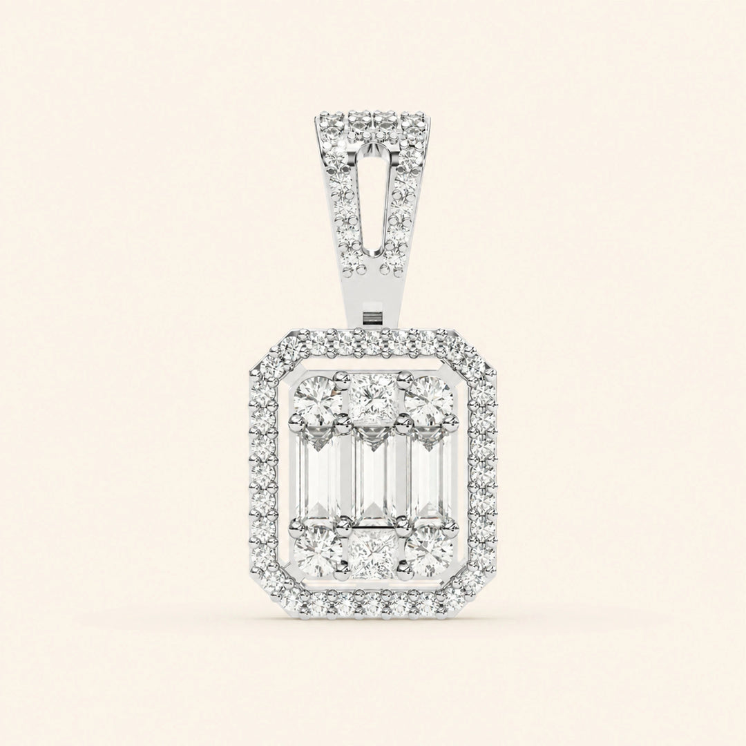 Emerald Shape Cluster Pendant