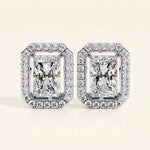 Load image into Gallery viewer, Radiant Cut Stud Earrings With Halo Design
