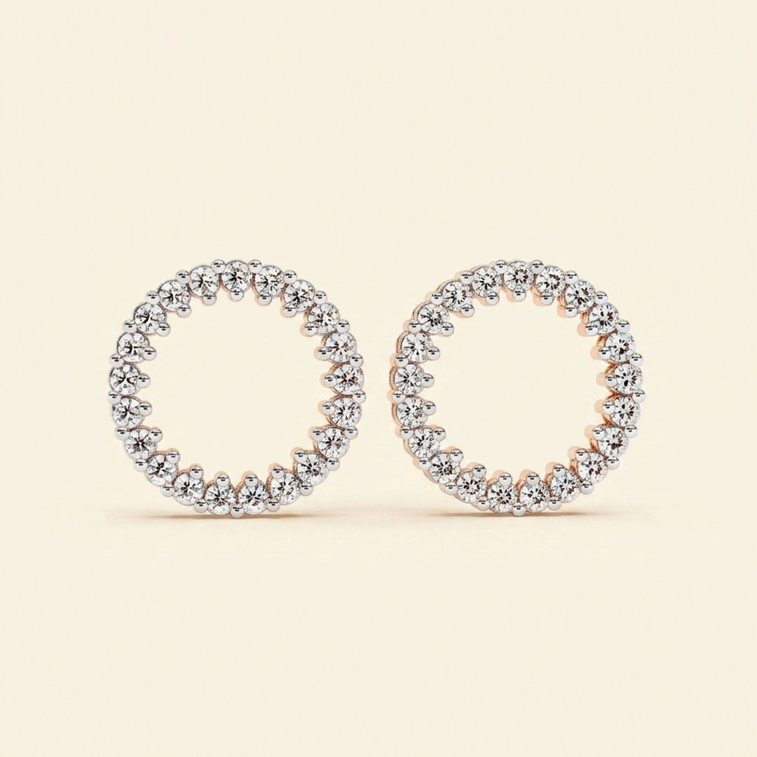 Boucles d'oreilles clous halo rond ouvert