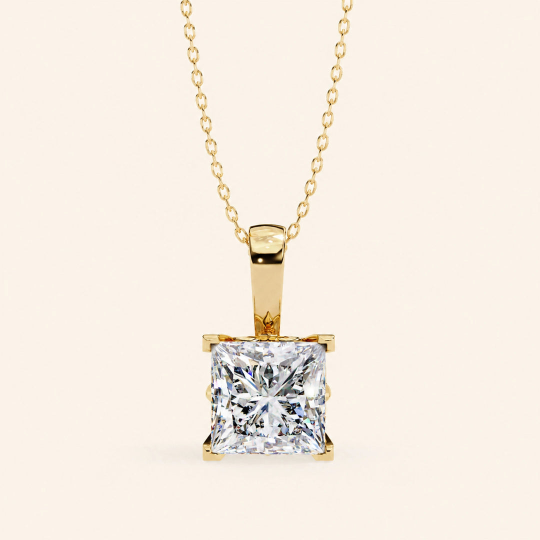 Princess Cut Pendant Bold Setting