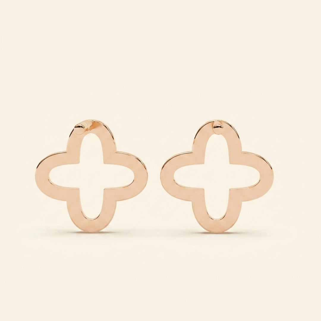 Clover Shape Pave Stud Earrings