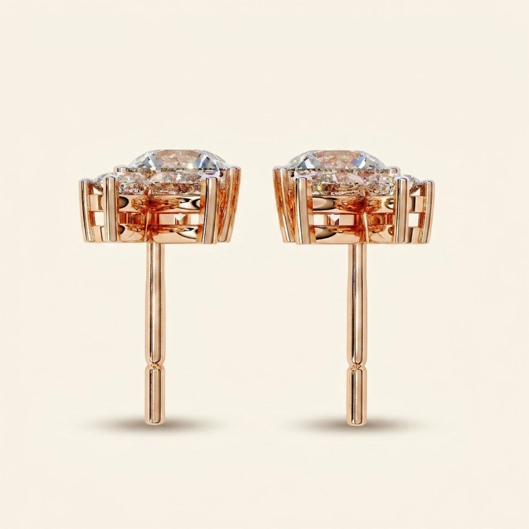 Stud Earrings Leaf Cluster Floral Design
