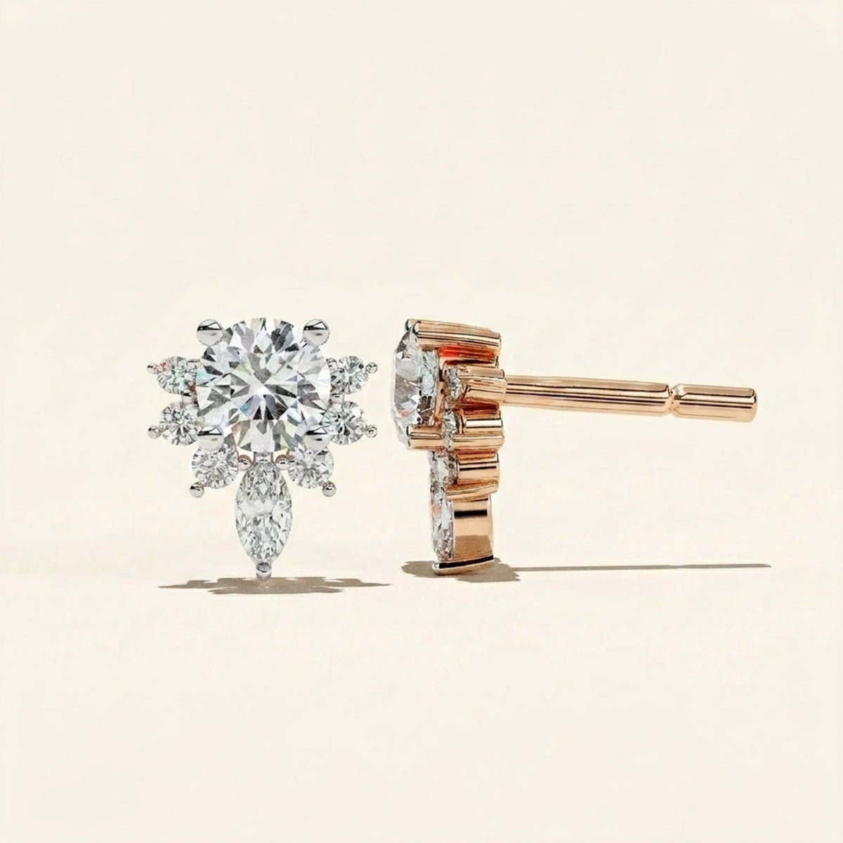 Boucles d'oreilles clous bouquet floral pendant