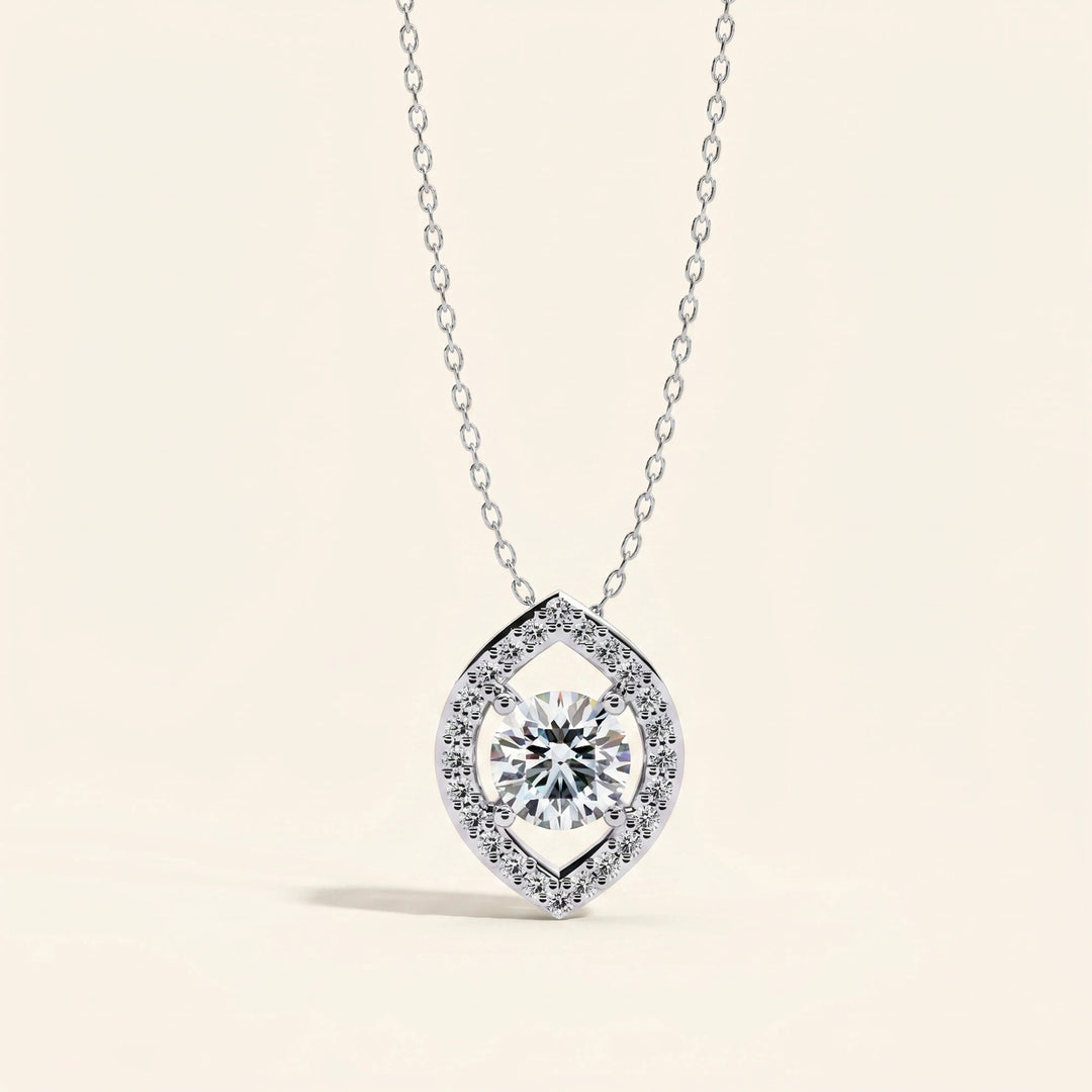 Round Marquise Cut Halo Pendant