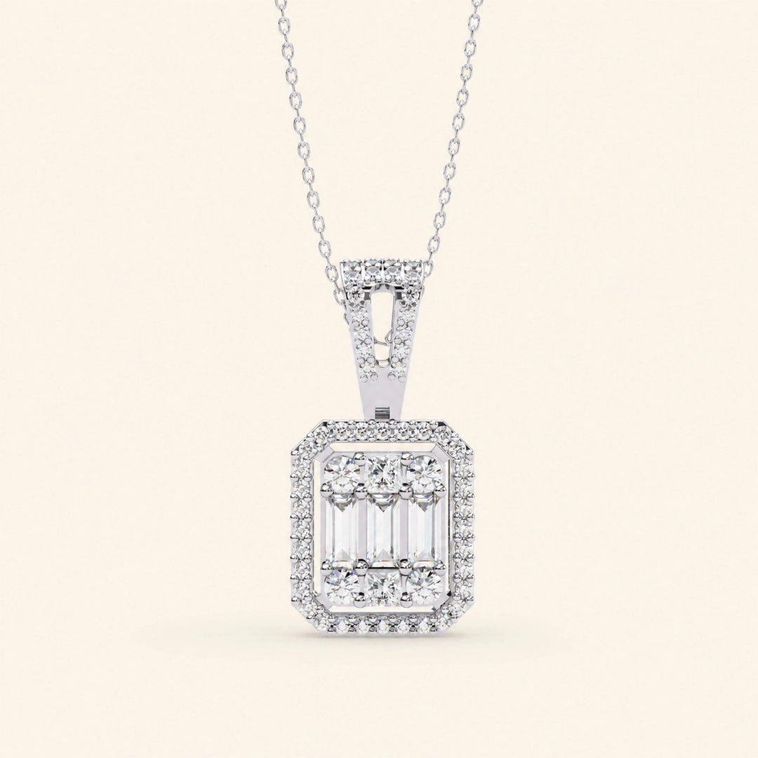 Emerald Shape Cluster Pendant
