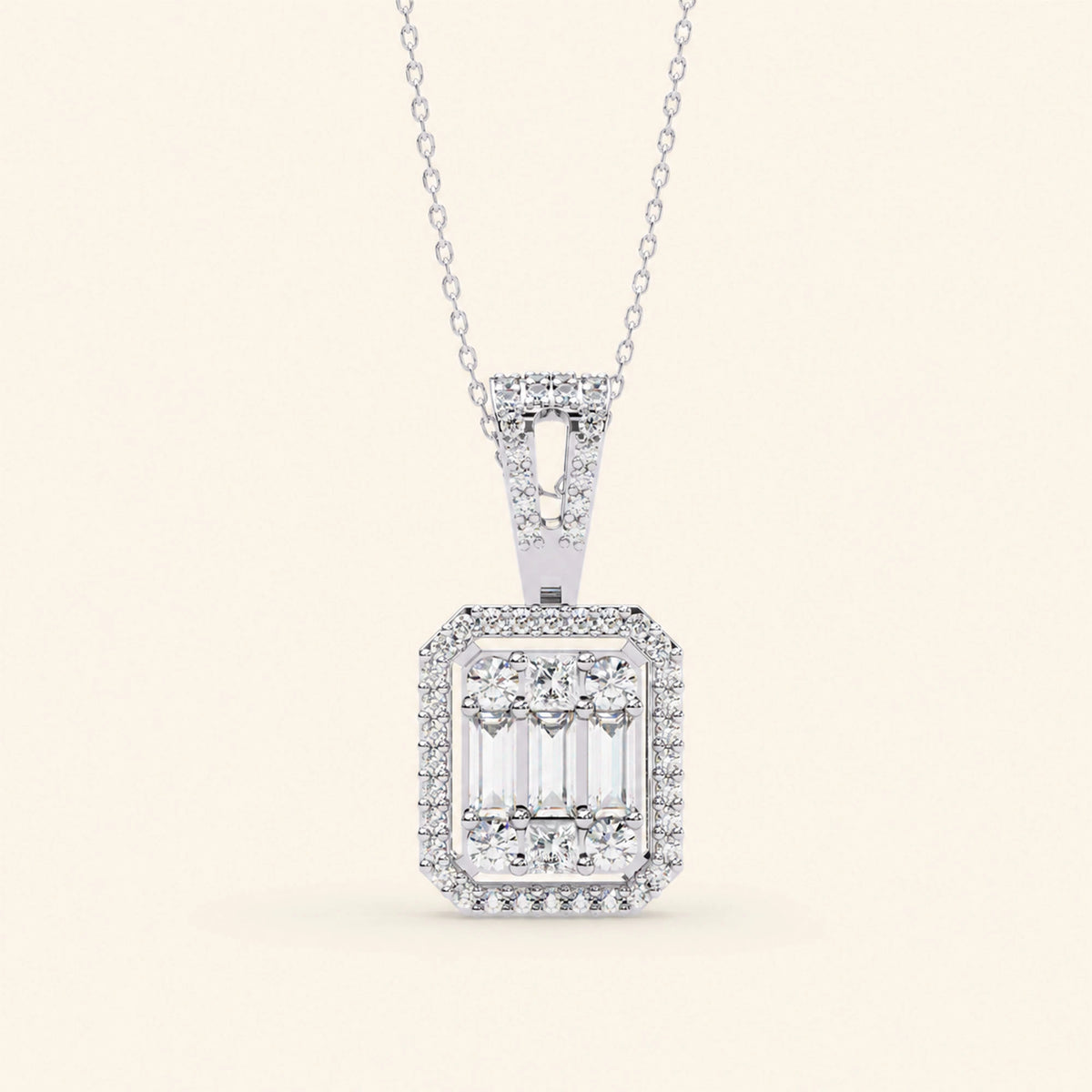 Emerald shape cluster pendant