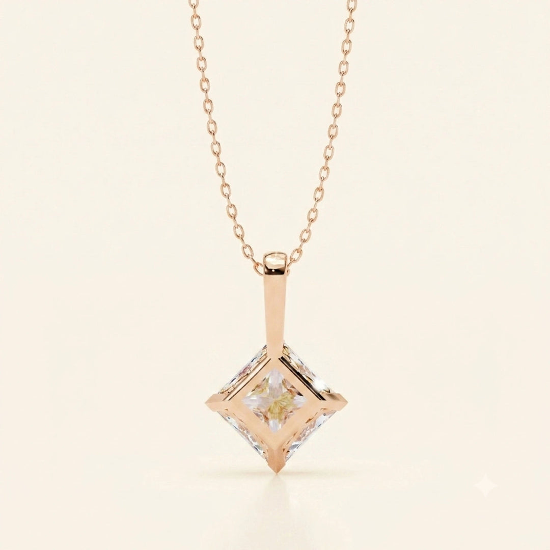 Princess Cut Solitaire Necklace
