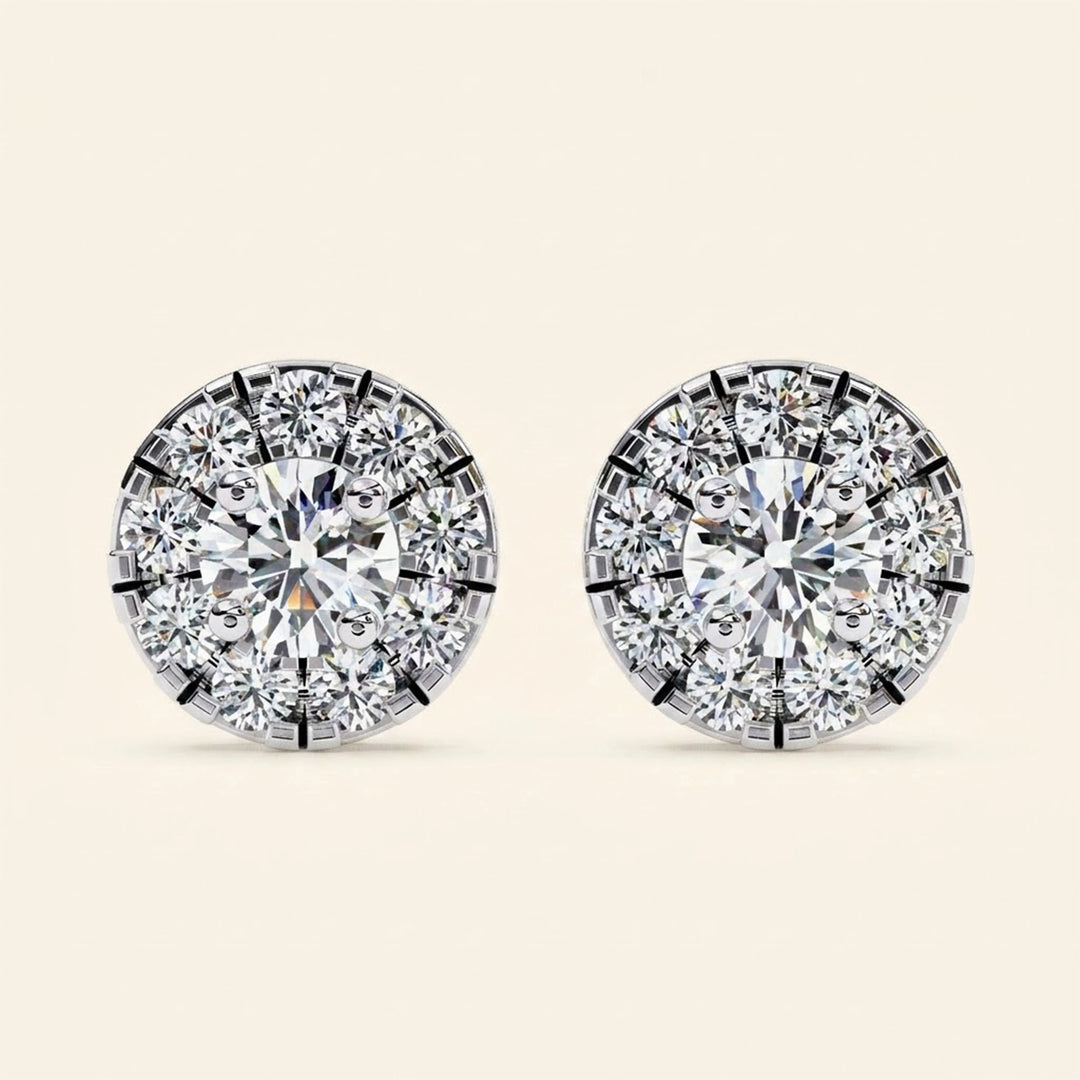 Earrings Studs With Halo Design