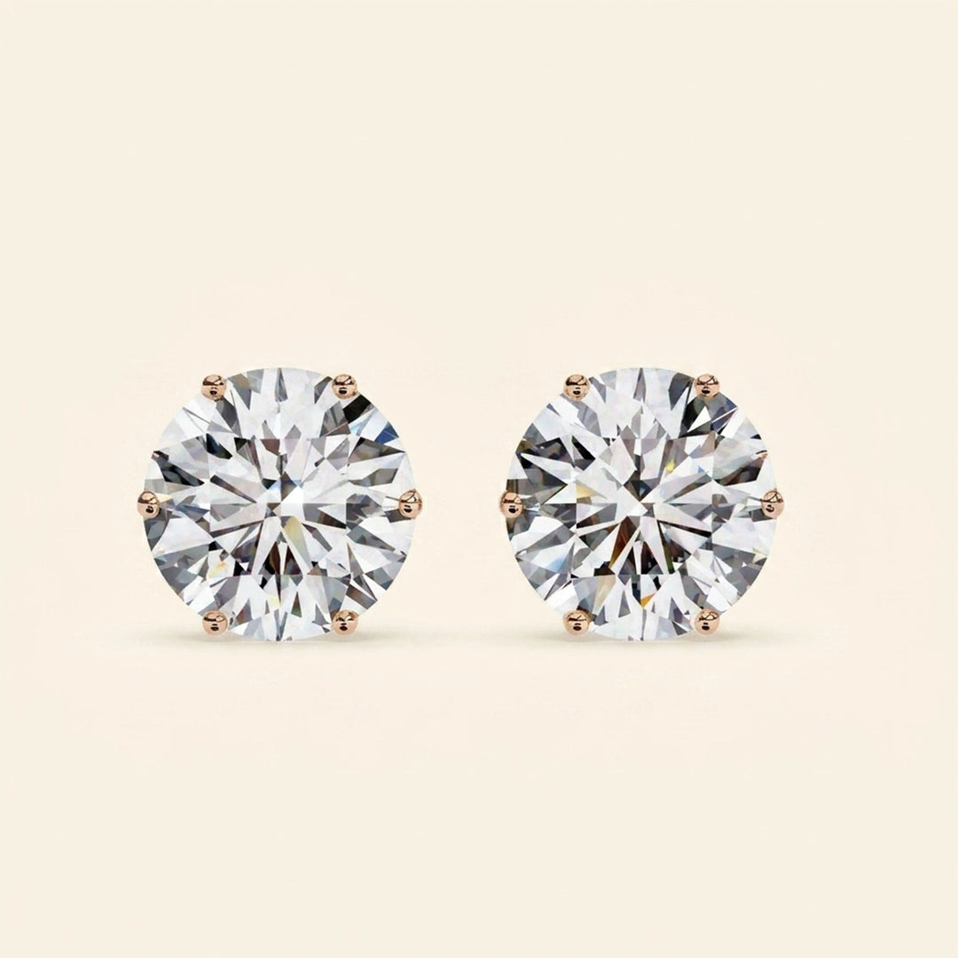 Six Prong Stud Earrings