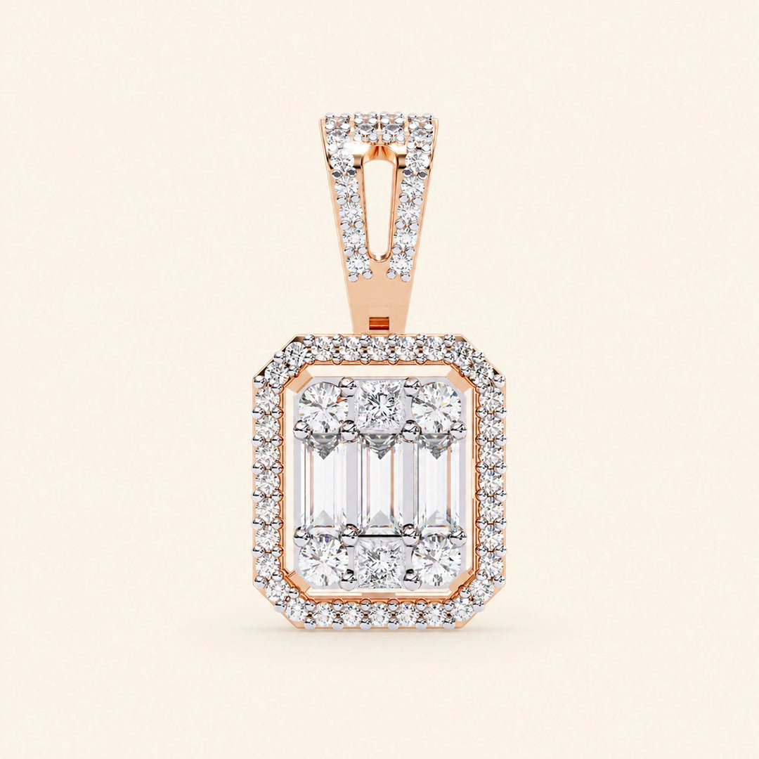 Emerald Shape Cluster Pendant