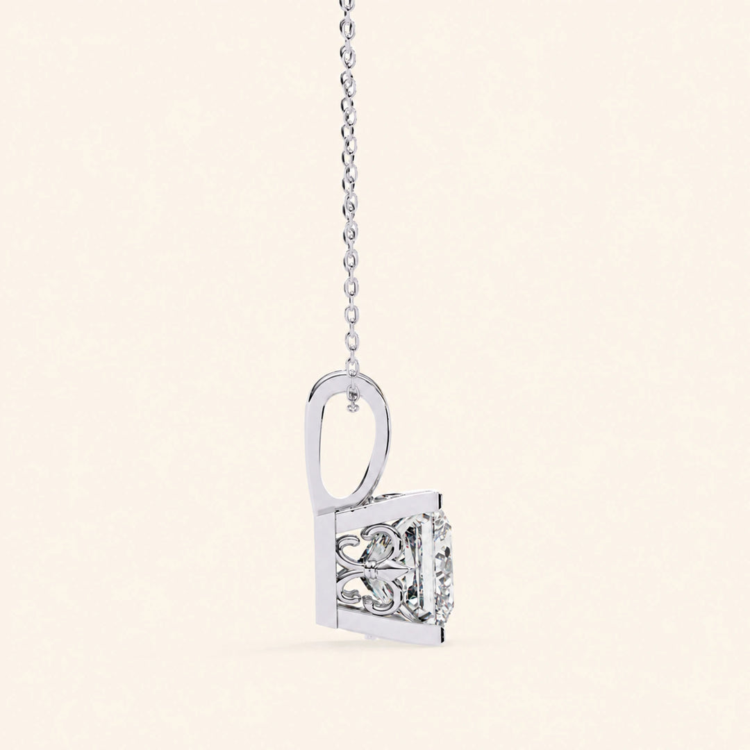 Princess Cut Pendant Bold Setting