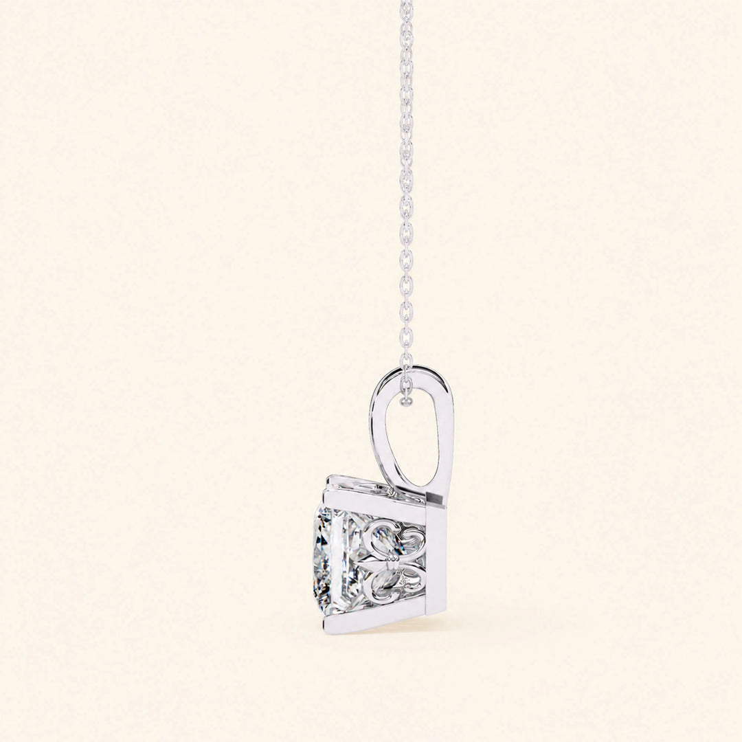 Princess Cut Pendant Bold Setting