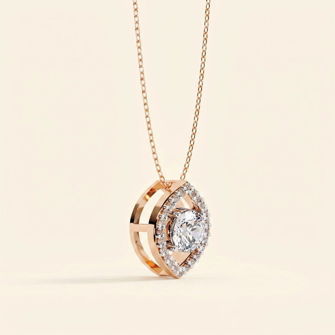 Round Marquise Cut Halo Pendant