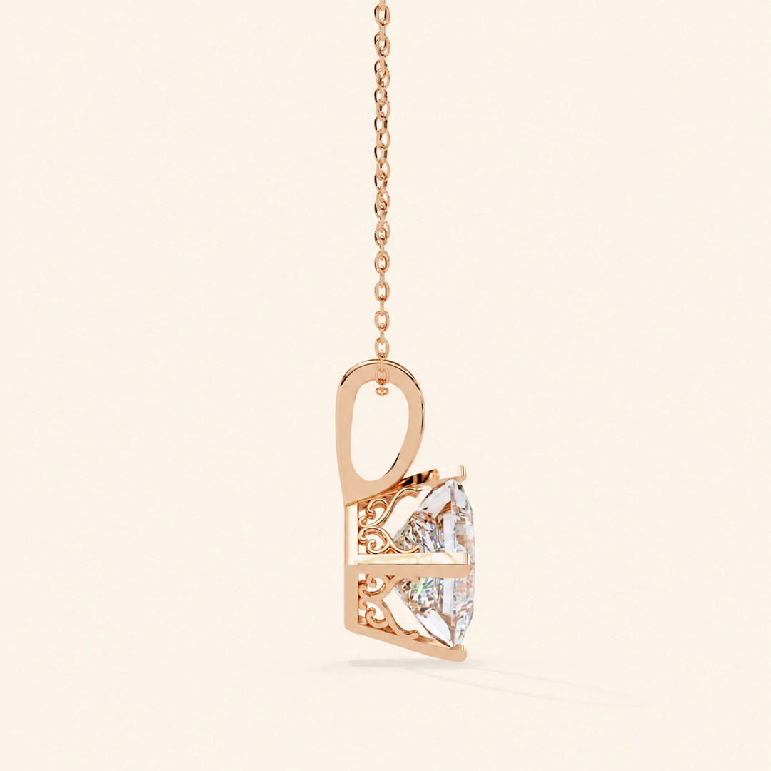 Princess Cut Solitaire Necklace