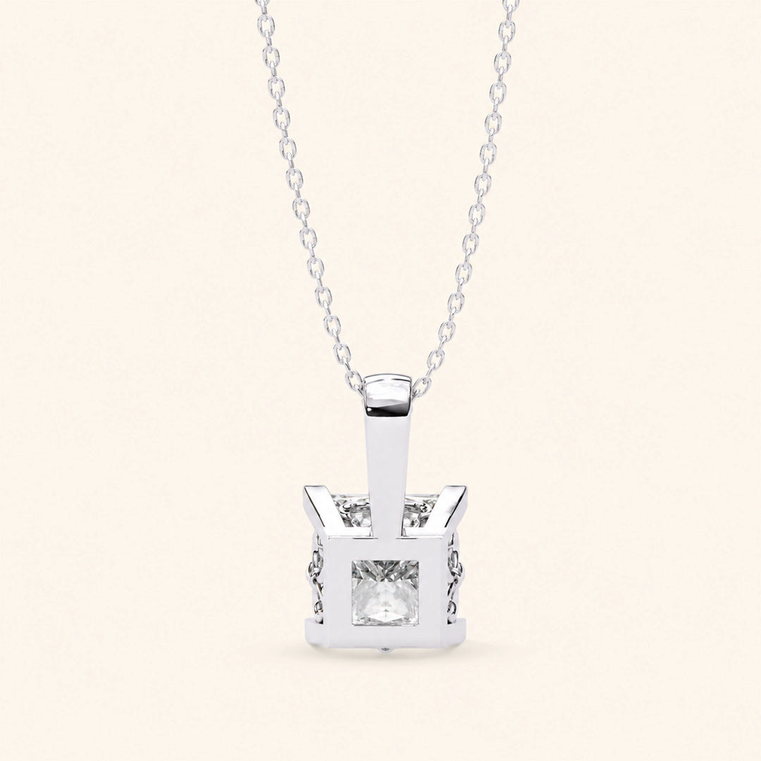 Princess Cut Pendant Bold Setting
