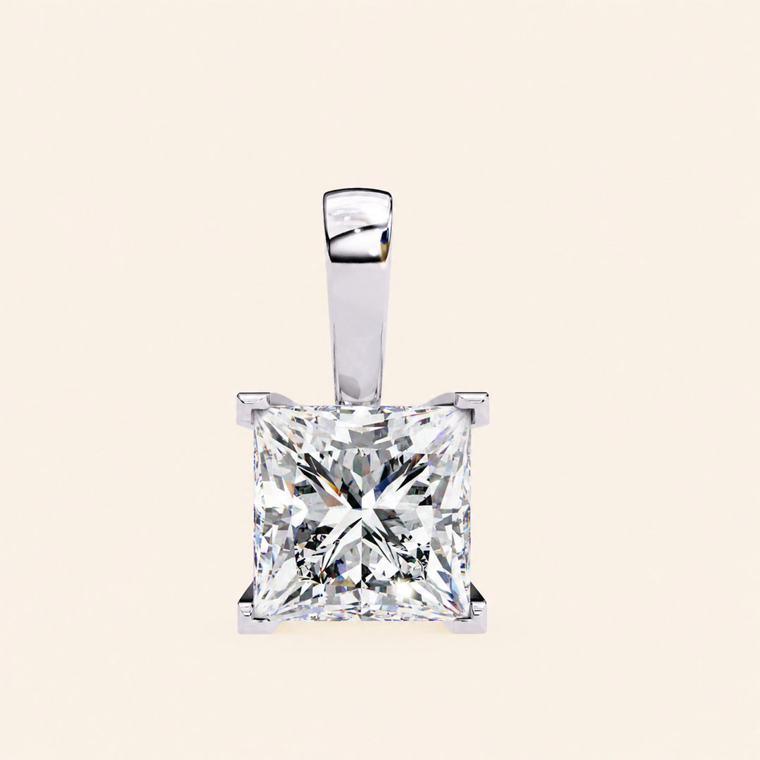 Princess Cut Pendant Bold Setting