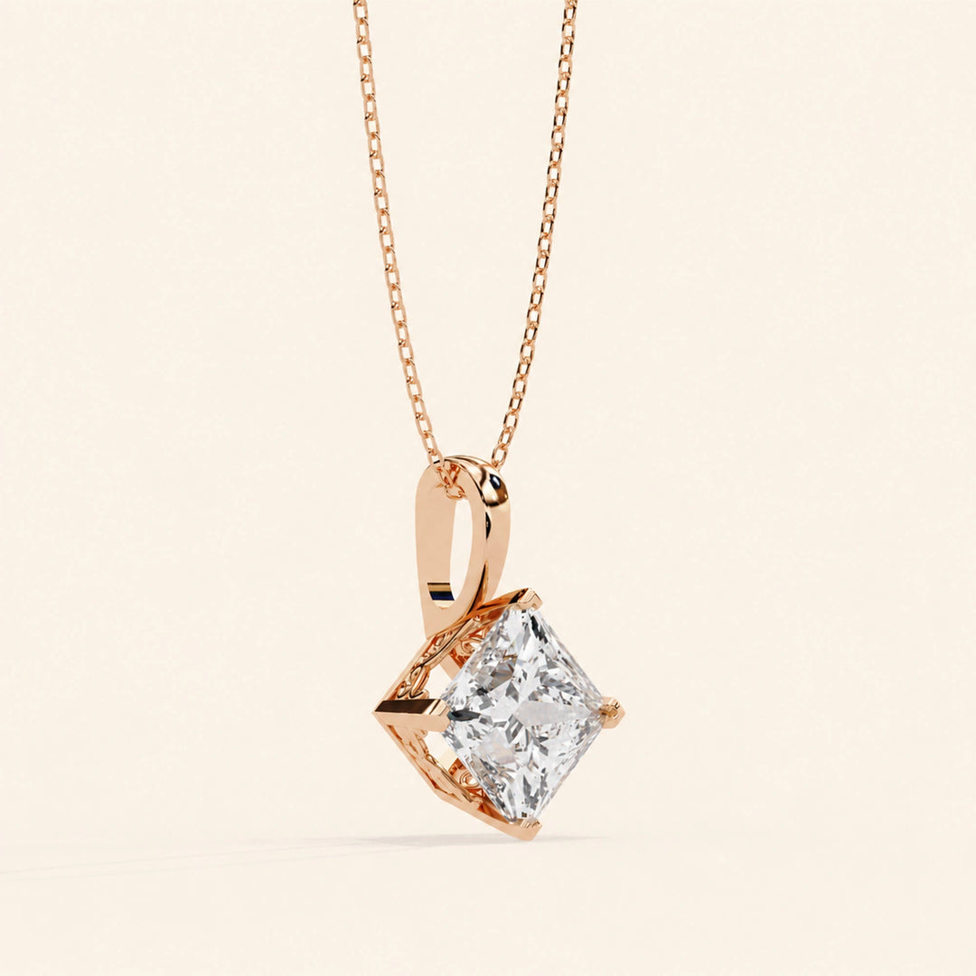 Princess Cut Solitaire Necklace