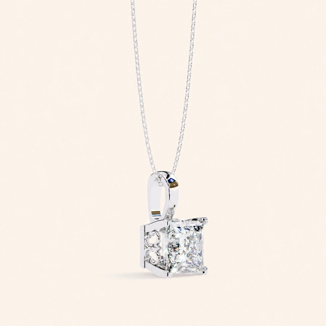Princess Cut Pendant Bold Setting