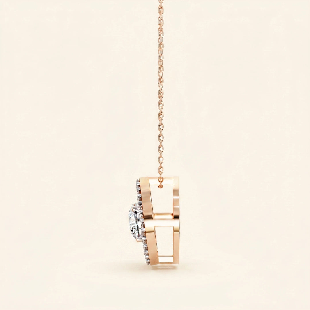 Round Marquise Cut Halo Pendant