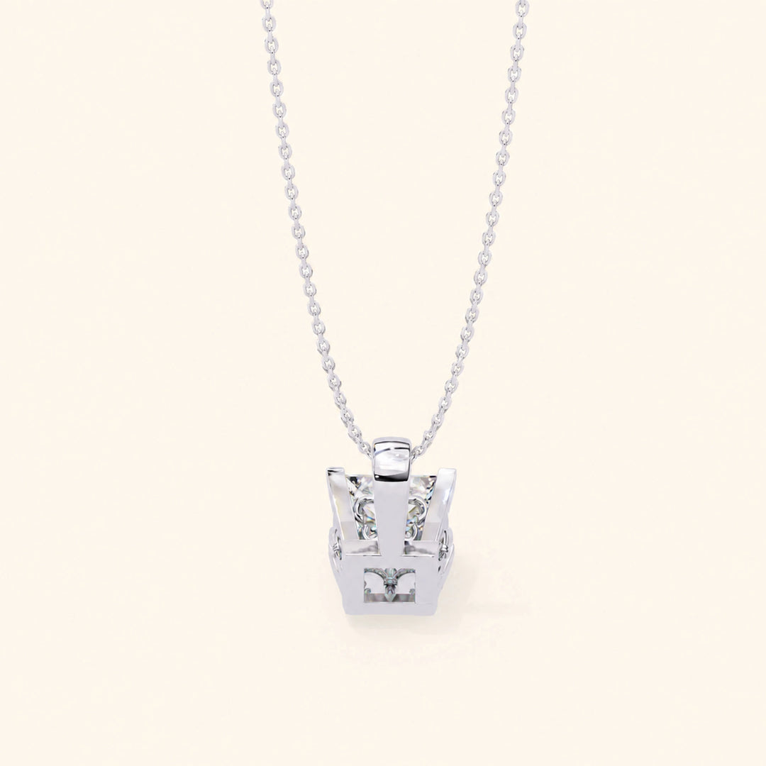 Princess Cut Pendant Bold Setting