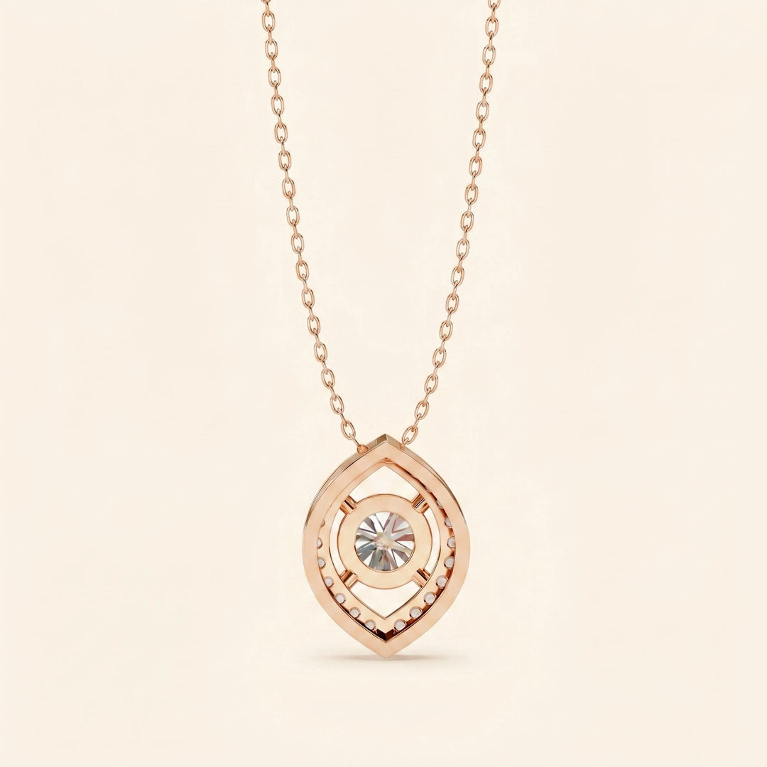 Round Marquise Cut Halo Pendant
