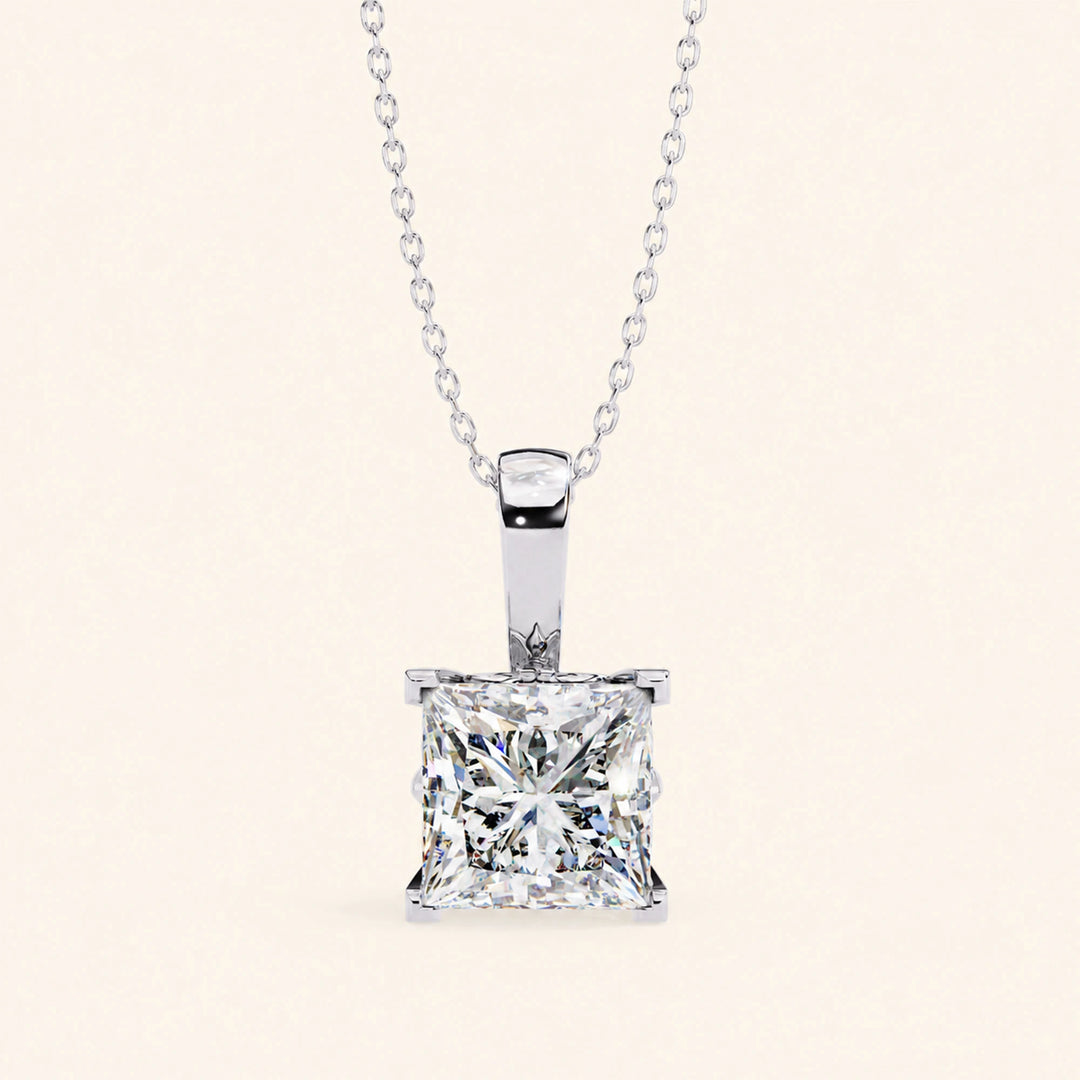 Princess Cut Pendant Bold Setting