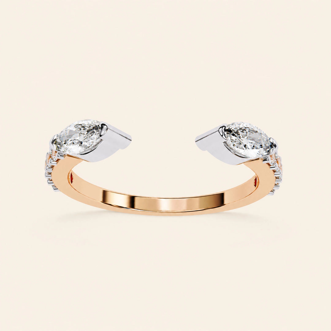 Front View Of Toi Et Moi Wedding Band