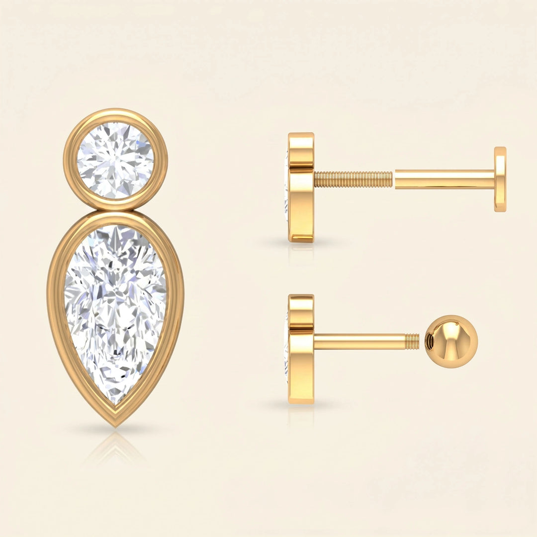 Round Pear Shape Stud Earrings