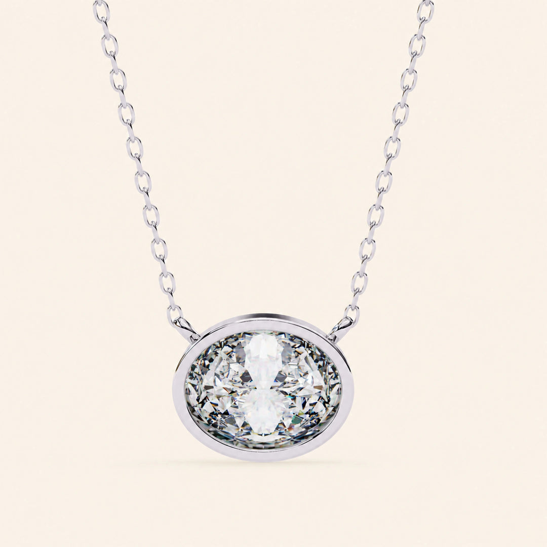 Oval Bezel Set Necklace
