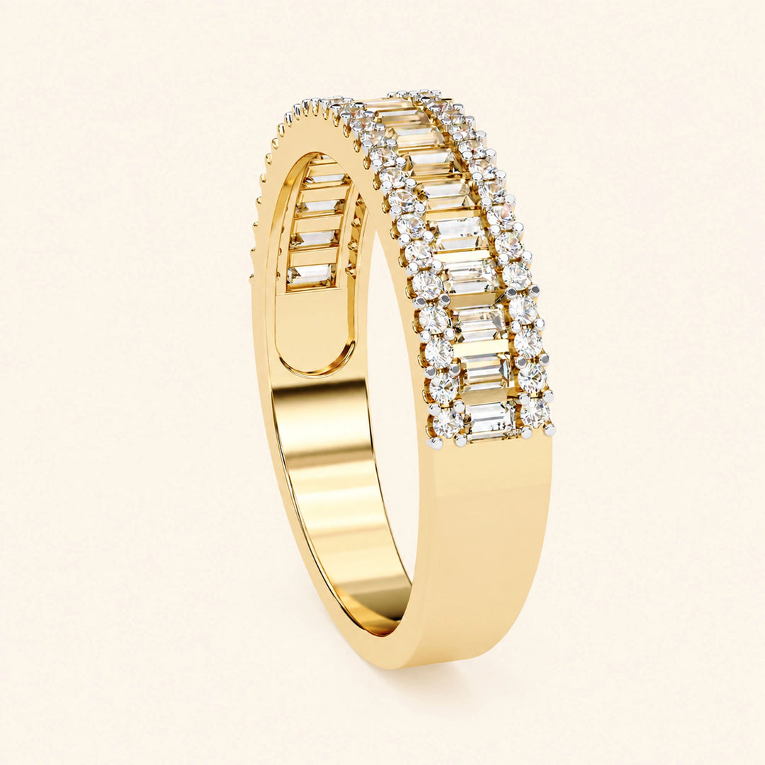 Side View Of Baguette Cut Wedding Band