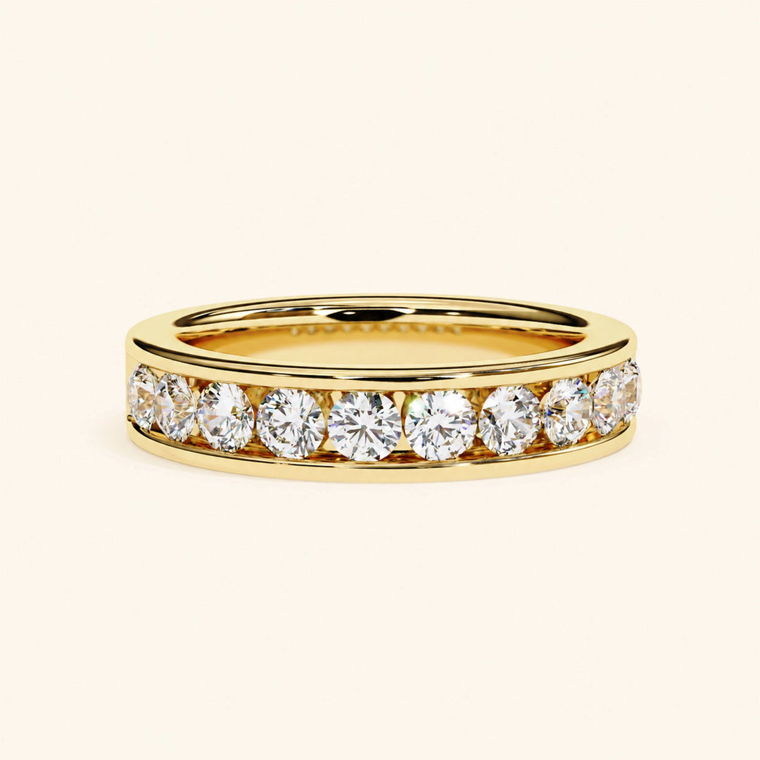 Front View Of Half Eternity Wedding Bands