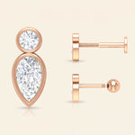 Load image into Gallery viewer, Round Pear Shape Stud Earrings

