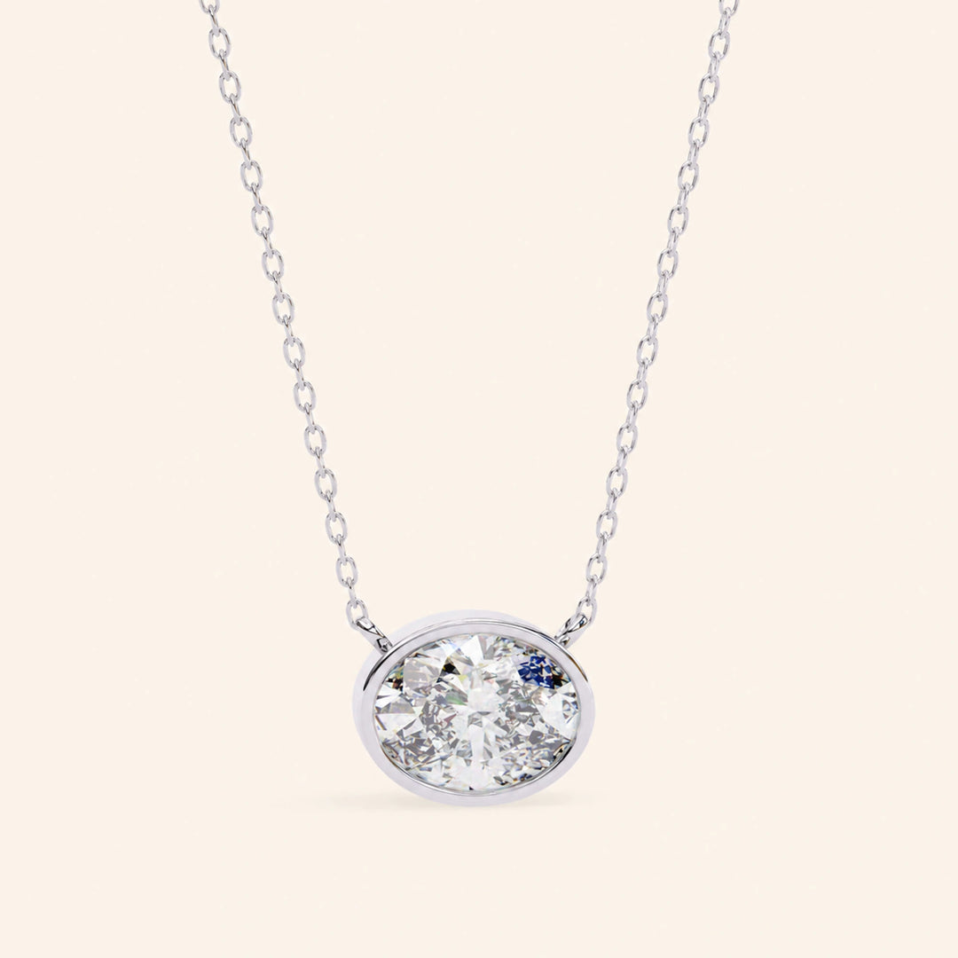 Oval Bezel Set Necklace