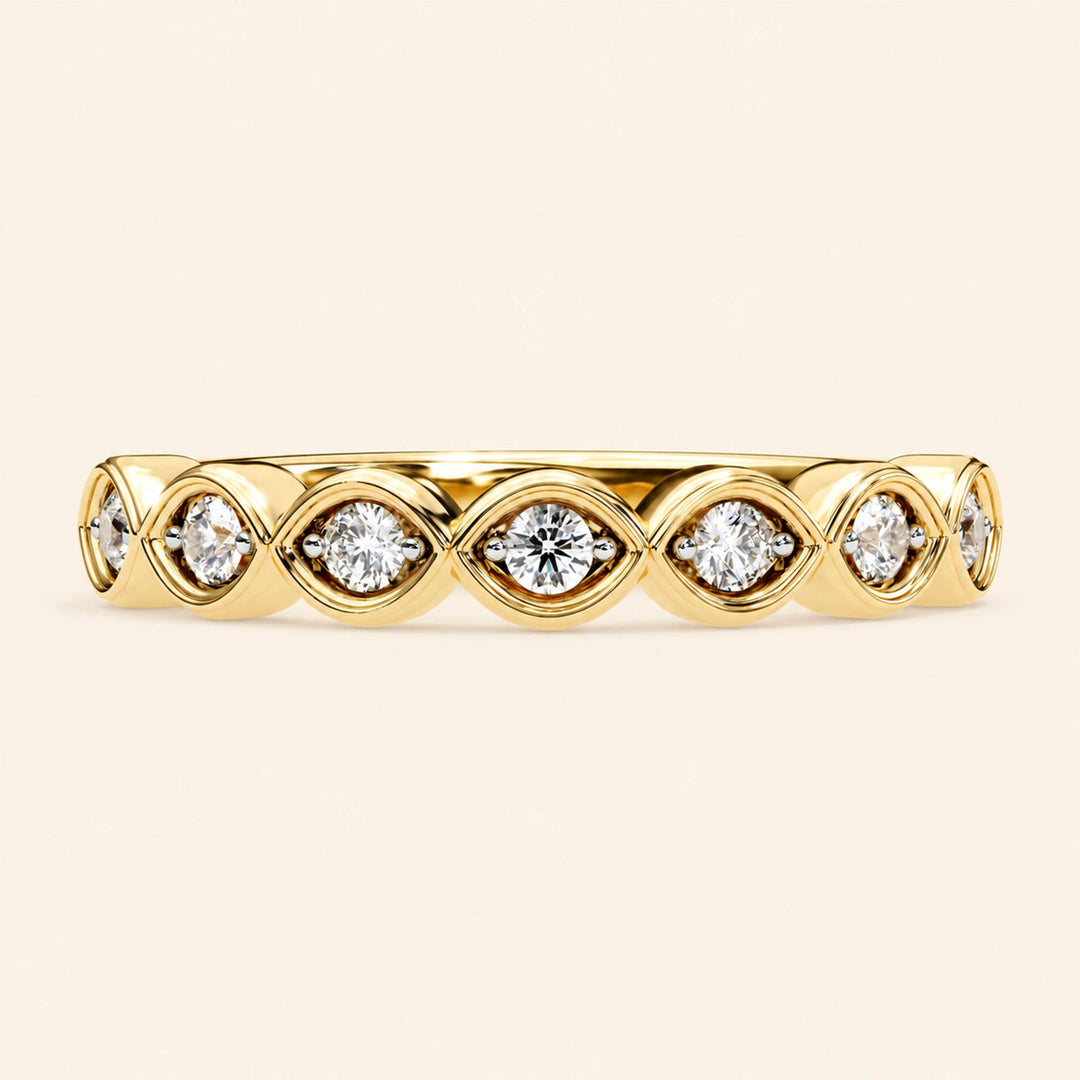 Round Shape 7 Stone Wedding Band