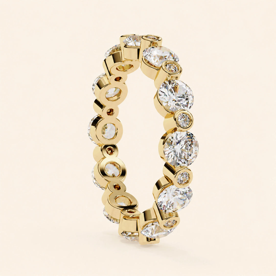 Side View Of Round Cut Eternity Wedding Band