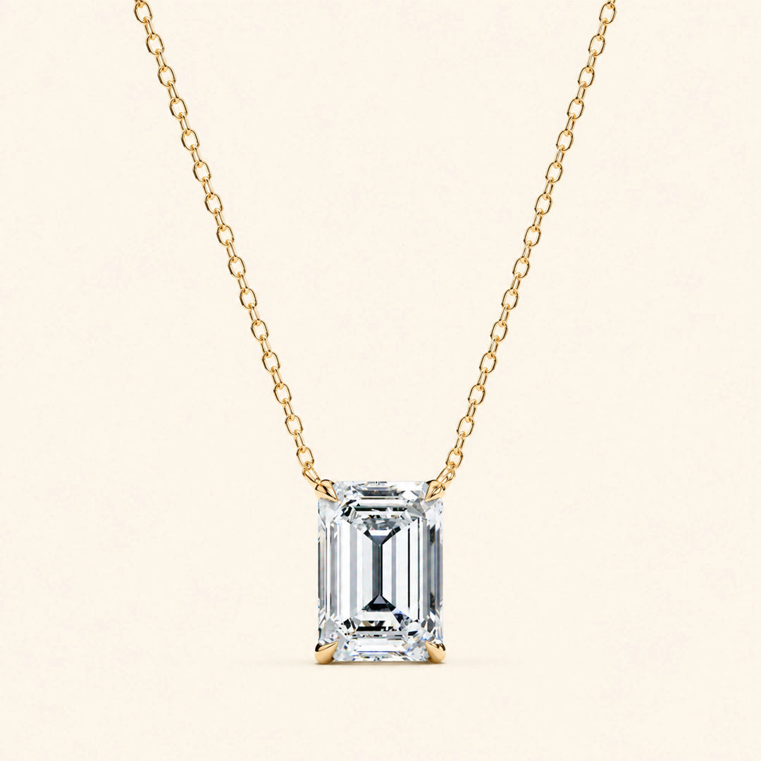 Front View Of Emerald Prong Set Necklace