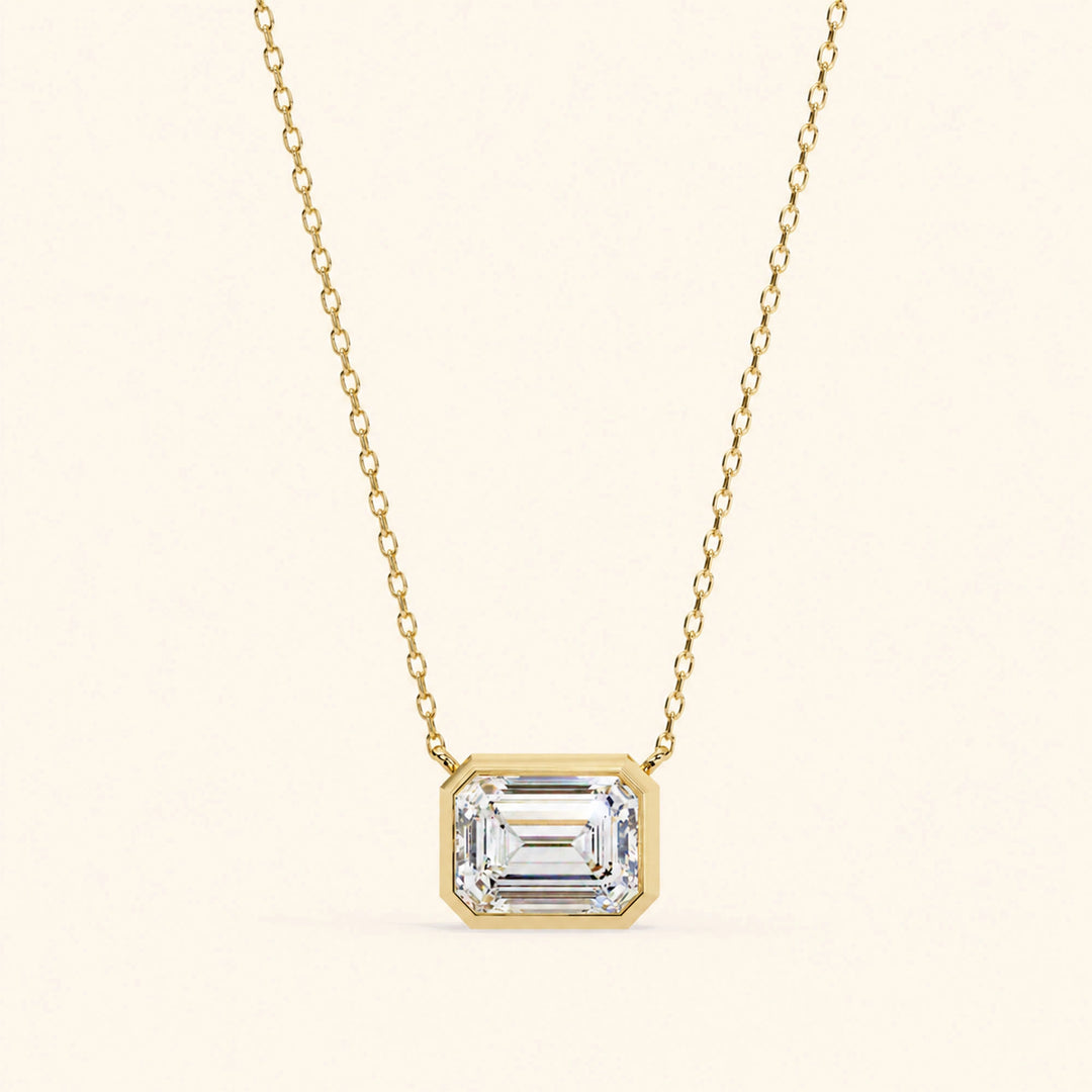 Emerald Cut Bezel Necklace