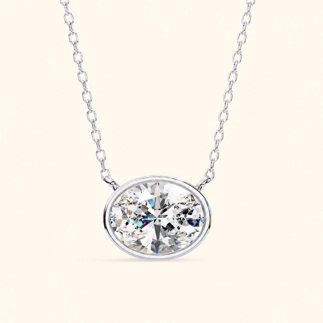Oval Bezel Set Necklace