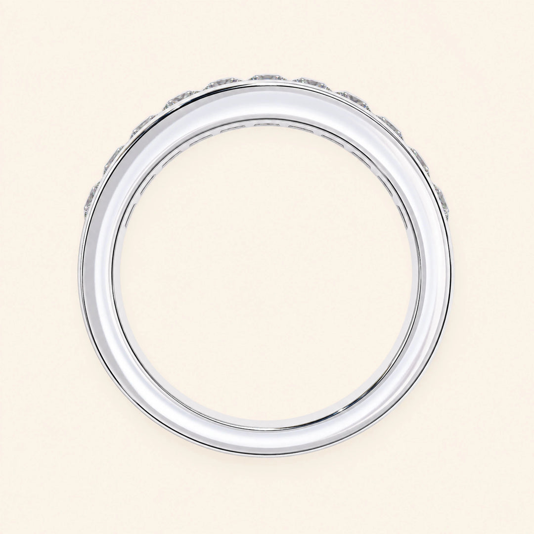Back View Of Princess Cut Half Eternity Wedding Band