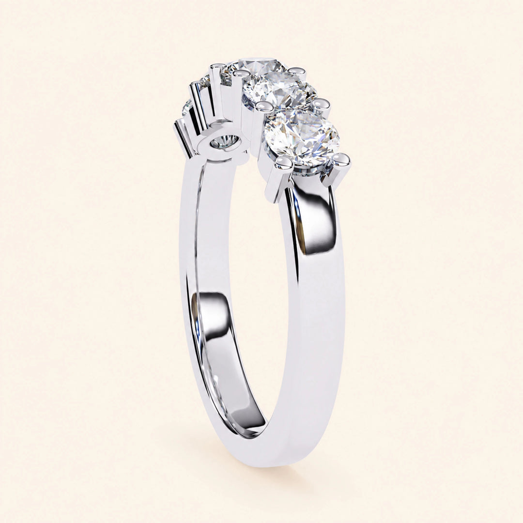 Side View Of 5 Stone Wedding Band