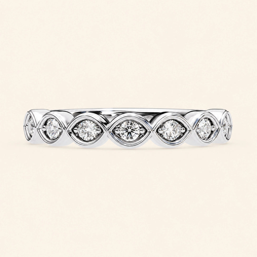 Round Shape 7 Stone Wedding Band