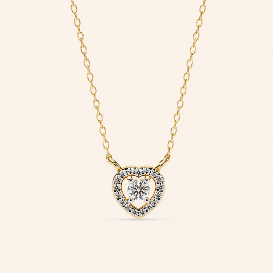 Front View Of Round Heart Halo Necklace
