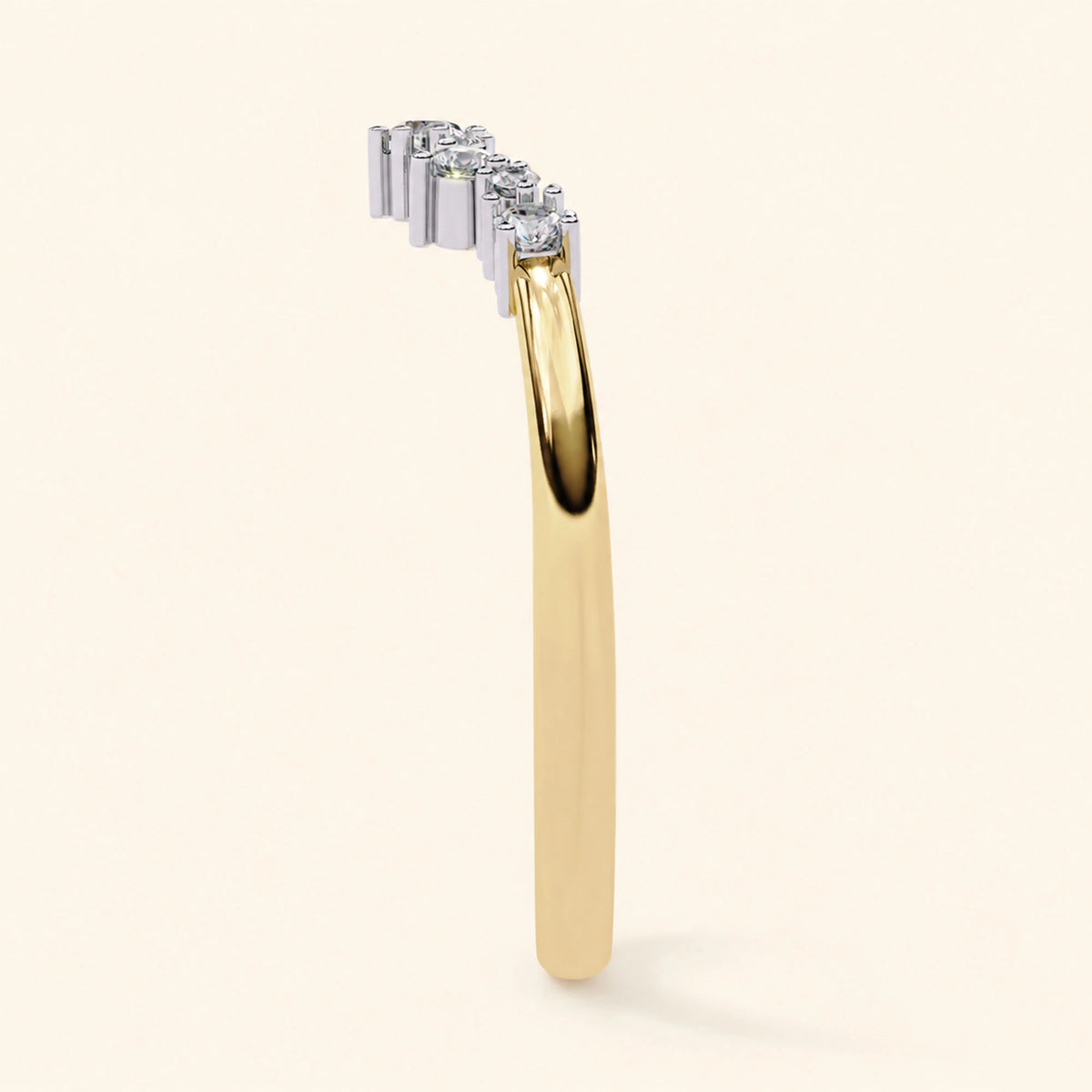 Side view of round wedding band